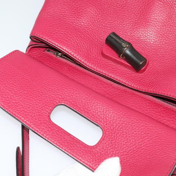 GUCCI Bamboo Daily Hand Bag Leather Pink Silver - Picture 16 of 16